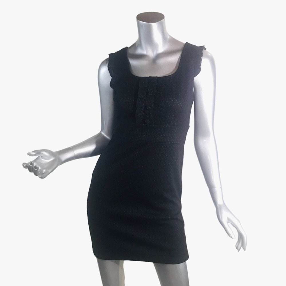 Delia's Black White Polka Dot Dress Juniors Medium Stretch Knit Body-Con Ruffle